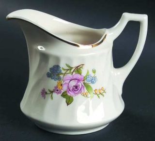 Aberdeen Portland Creamer, Fine China Dinnerware   Flowers On Border, Swirl Edge