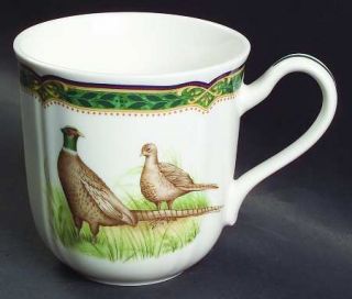 Noritake Marshlands Mug, Fine China Dinnerware   Green Border Lined In Gold,Duck