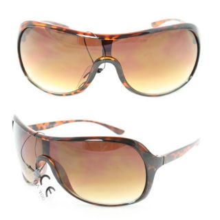 Unisex 592 Leopard Plastic Gradient lens Shield Sunglasses