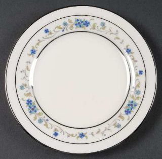 Noritake Norma Bread & Butter Plate, Fine China Dinnerware   Blue Flower W/Red C