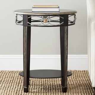 Safavieh Debra Dark Brown Side Table (Dark brownMaterials Birch woodSeat dimensions 22.4 inches wide x 19.7 inches deepDimensions 27.5 inches high x 22 inches wide x 15.7 inches deepThis product will ship to you in 1 box.Assembly required )