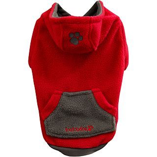 FouFou Dog Fou Lar Fleece Pet Hoodie, Red