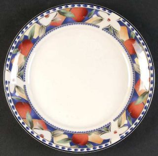 Noritake Midnight Fest Salad Plate, Fine China Dinnerware   Red, Blue & White Fr