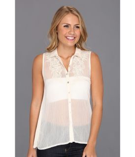 Lucky Brand Bessy Emb Western Top Womens Blouse (White)