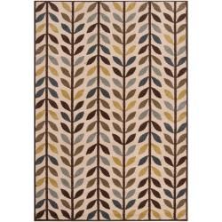 Meticulously Woven Contemporary Brown/green Floral Frodsham Rug (53x76)