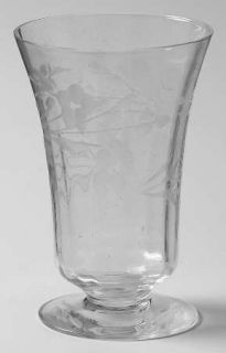 Unknown Crystal Unk6580 Juice Glass   Clear,Cut Floral,Bulbous Stem,No Trim