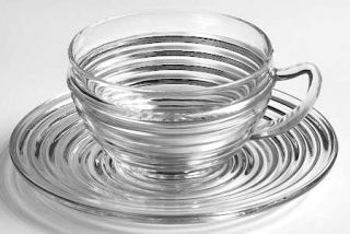 Anchor Hocking Manhattan Clear Cup and Saucer, No Ring Bread & Butter Plate   Ho