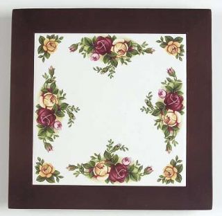 Royal Albert Old Country Roses Square Tea Tile with Wood Frame and Tile Insert,