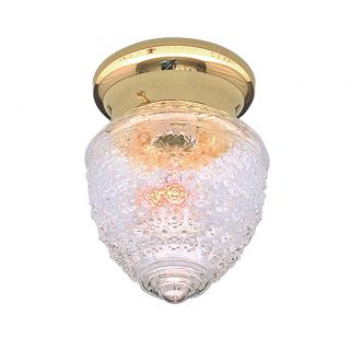 Transitional Polished Brass One light Flush Sconce With Crystal Glass Shade