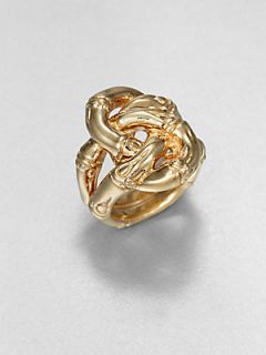 John Hardy 18K Yellow Gold Textured Knot Ring   Gold
