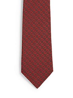 Gucci Interlocking G Woven Silk Tie   Red