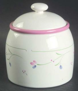 Ranmaru Nordic Wind Tea Canister & Lid, Fine China Dinnerware   Pink/Blue Flower