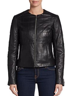 Quilted Leather Jacket   Black