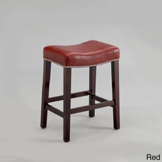 Black Or Red Leather Nailhead Saddle Counter Height Bar Stool (set Of 2) (RubberwoodFinish option EspressoUpholstery material Bonded leatherUpholstery color options Black, redNailhead trim around the seatSeat dimensions 19.5 inches wide x 14 inches de