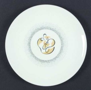Arzberg Abstract Gray Dinner Plate, Fine China Dinnerware   Gray Dots, Yellow&Bl