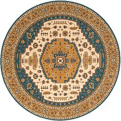 Hand finished Teal Persian Garden Wool Rug (5 Round) (BluePattern OrientalMeasures 0.375 inch thickTip We recommend the use of a non skid pad to keep the rug in place on smooth surfaces.All rug sizes are approximate. Due to the difference of monitor col