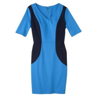 Merona Womens Ponte V Neck Color Block Dress   Brilliant Blue/Navy   M