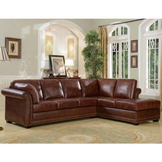 Brown Top Grain Leather Highpoint Sectional