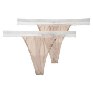 Gilligan & OMalley Womens 2 Pack Micro Lace Thong   Mochaccino XL