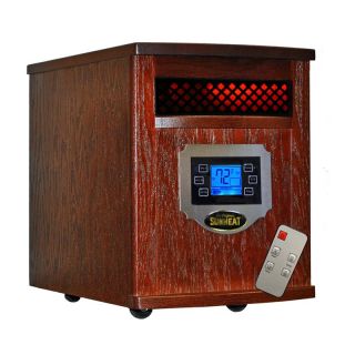SUNHEAT SH 1500LCD Infrared Heater with LCD Display and Remote   Mahogany Brown