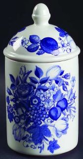 Portmeirion Harvest Blue Large Bath Jar with Lid, Fine China Dinnerware   Blue F