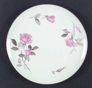 Sango Nancy Dinner Plate, Fine China Dinnerware   Pink Roses,Gray Leaves,Smooth