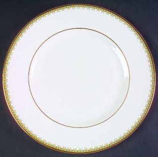 Gorham Amoresque Dinner Plate, Fine China Dinnerware   Green & Gold Design On Ri
