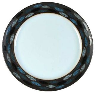 Denby Langley Ellipse Dinner Plate, Fine China Dinnerware   Brown Back, Light Bl