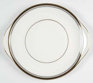 Royal Doulton Pavanne Handled Cake Plate, Fine China Dinnerware   Gold&Black Lin