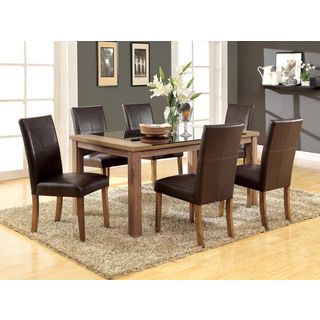 Mahala 7 piece Dining Set With Dark Brown Leatherette Side Chair