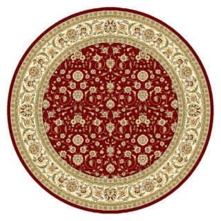 Lyndhurst Collection Floral Burgundy/ Ivory Rug (8 Round) (RedPattern OrientalMeasures 0.375 inch thickTip We recommend the use of a non skid pad to keep the rug in place on smooth surfaces.All rug sizes are approximate. Due to the difference of monitor