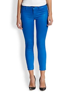 J Brand 635 Coated Cropped Skinny Jeans   Lacquered Breakwater
