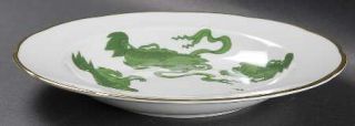 Wedgwood Chinese Tigers Green Large Rim Soup Bowl, Fine China Dinnerware   Green