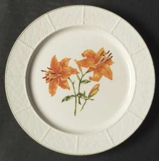 Yamaka Lilly Salad Plate, Fine China Dinnerware   Cellina, Orange Flowers, Green