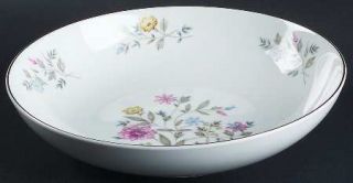 Flair Blossom Time 9 Round Vegetable Bowl, Fine China Dinnerware   Blue,Pink,Ye