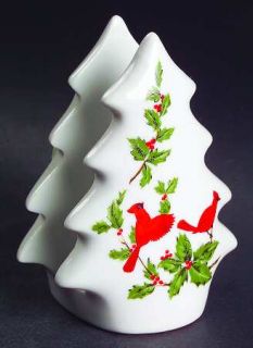 Lefton Cardinal Napkin Holder, Fine China Dinnerware   Red Cardinals With Green