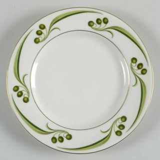 Haviland Bel Air Bread & Butter Plate, Fine China Dinnerware   Ny, Theo,Green Do