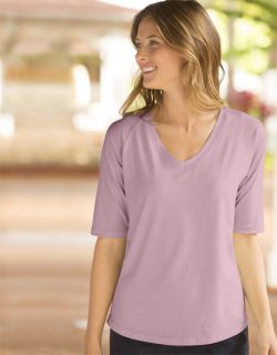 Surfwashed Elbow sleeve Coverstitch Tee, Light Raspberry, X Small