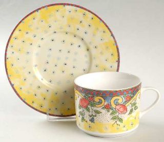 American Atelier Petite Provence Flat Cup & Saucer Set, Fine China Dinnerware  