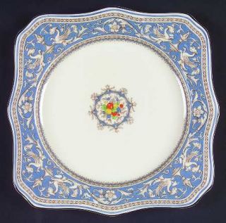 Myott Staffordshire Medici Sky Blue Square Luncheon Plate, Fine China Dinnerware
