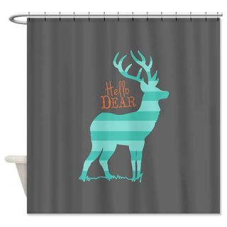  Hello Dear Turquoise, Gray, Coral Shower Curtain  Use code FREECART at Checkout