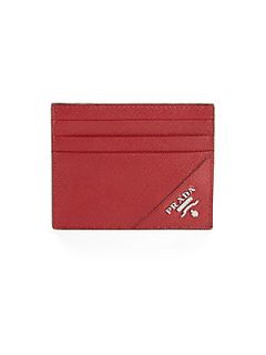 Prada Saffiano Leather Credit Card Case   Red