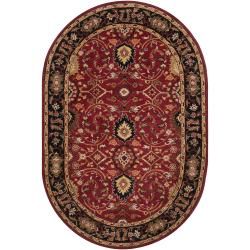 Hand tufted Burgundy Alatana Wool Rug (6 X 9 Oval)