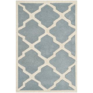 Safavieh Handmade Moroccan Chatham Blue/ Ivory Wool Rug (3 X 5)