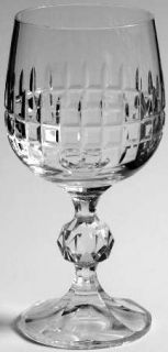 Bohemia Crystal Belfast Wine Glass   Cut Vertical & Horizontal Design On Bowl