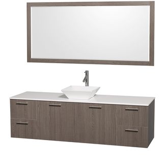 Amare Gray Oak 72 inch Single Vanity Set With White Porcelain Sink