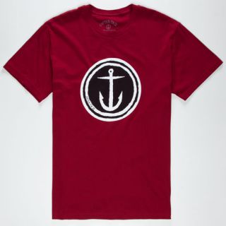 Circle Anchor Mens T Shirt Cardinal In Sizes Small, X Large, Xx Lar