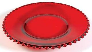 Viking Candlewick Ruby Dinner Plate   Solid Ruby, Dots On Edge