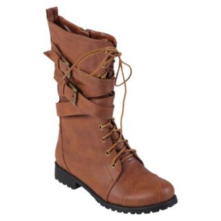 Womens Journee Collection Wrap Buckle Detail Combat Boots   Camel 7.5