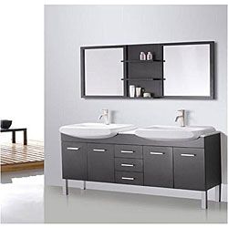 Design Element Tustin 72 inch Double Sink And Mirror Bathroom Vanity Set